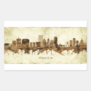 Tulsa Oklahoma Cityscape Rectangular Sticker