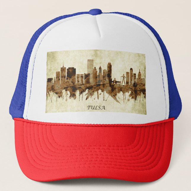 Tulsa Oklahoma Cityscape Trucker Hat (Front)