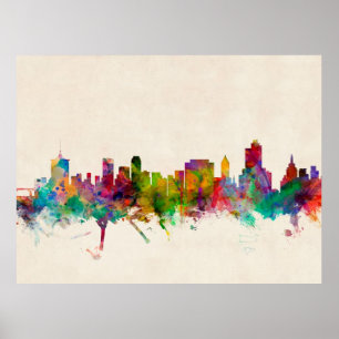 Tulsa Oklahoma Skyline Cityscape Poster