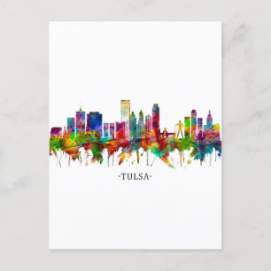 Tulsa Oklahoma Skyline Holiday Postcard