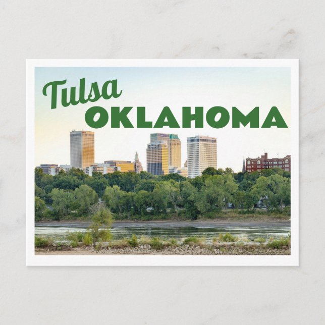 Tulsa Oklahoma Skyline with Trees  Postcard (Front)