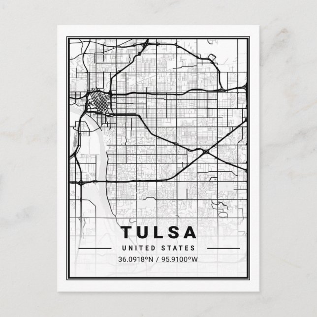 Tulsa Oklahoma USA Travel City Map Postcard (Front)