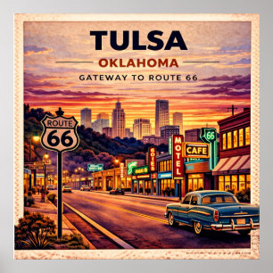 Tulsa Route 66 Vintage Travel Poster
