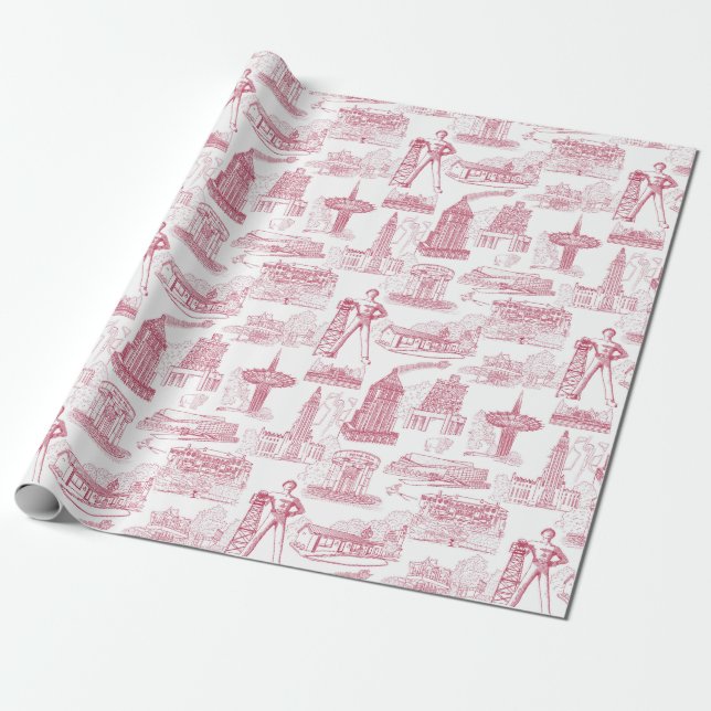 Tulsa Toile Wrapping Paper Roll (Unrolled)