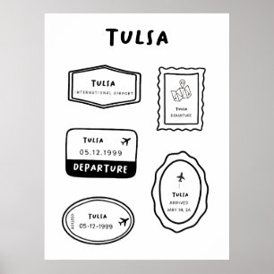Tulsa - Travel Stamp Collection Minimalist Poster