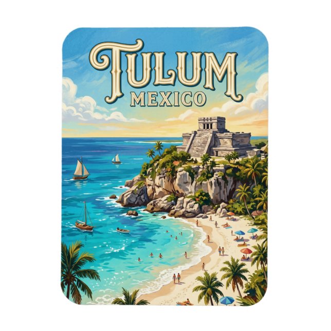 Tulum Archaeological Zone Mexico Magnet (Vertical)