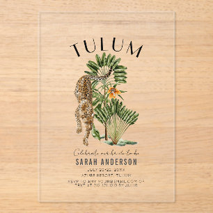 Tulum Leopard Bachelorette Weekend Acrylic Invitations