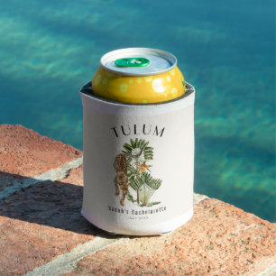 Tulum Leopard Tropical Bachelorette Weekend Can Cooler
