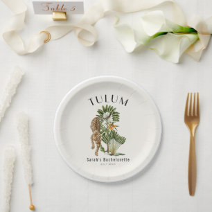 Tulum Leopard Tropical Bachelorette Weekend Paper Plate