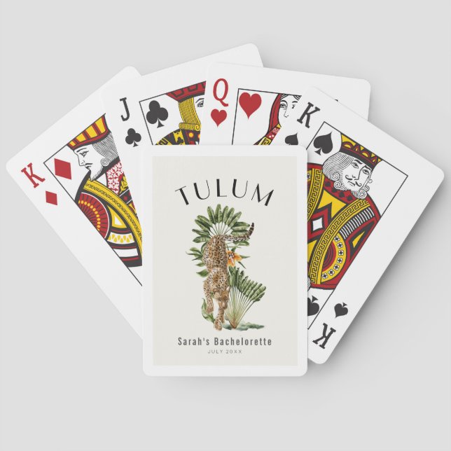 Tulum Leopard Tropical Bachelorette Weekend Playing Cards (Back)