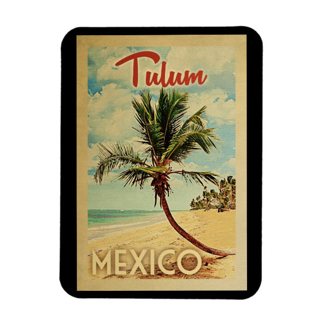 Tulum Magnet Palm Tree Vintage Travel (Vertical)