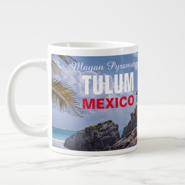 Tulum Mayan Pyramids Large Coffee Mug (Left)