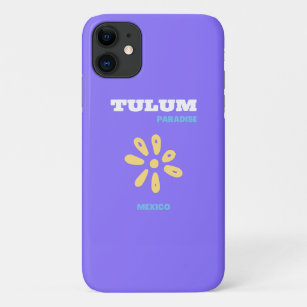 Tulum, Mexico, Blue, Retro Art Case-Mate iPhone Case