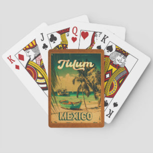 Tulum Mexico Palm Tree Vintage Travel Souvenir Playing Cards