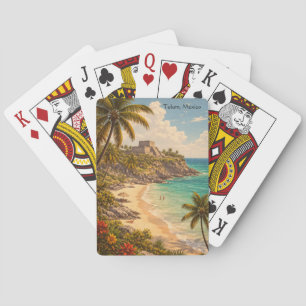 Tulum Mexico Retro Beach Destination Playing Cards