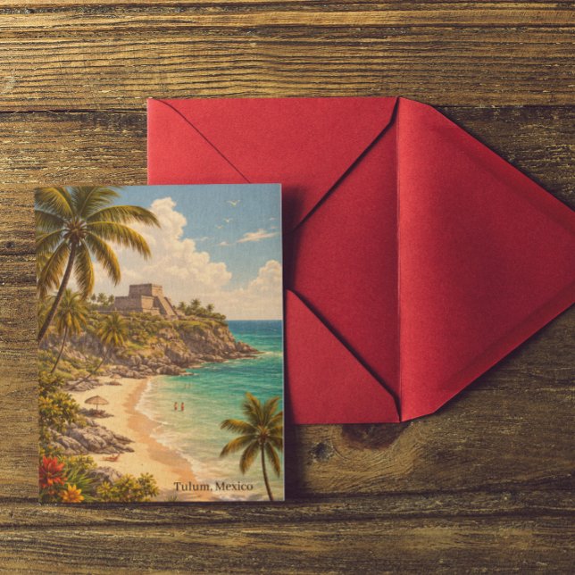 Tulum Mexico Retro Beach Destination Postcard (Tulum Mexico Retro Beach Destination Postcard
)