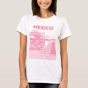 Tulum, Mexico, Travel Art, Pink Art T-Shirt
