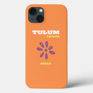 Tulum, Mexico, Travel Art, Retro Art, Orange iPhone 13 Case