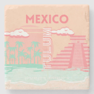 Tulum, Mexico, Travel Art Stone Coaster