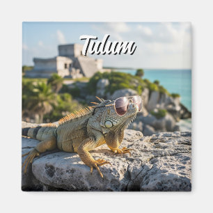 Tulum Mexico Travel Iguana Magnet