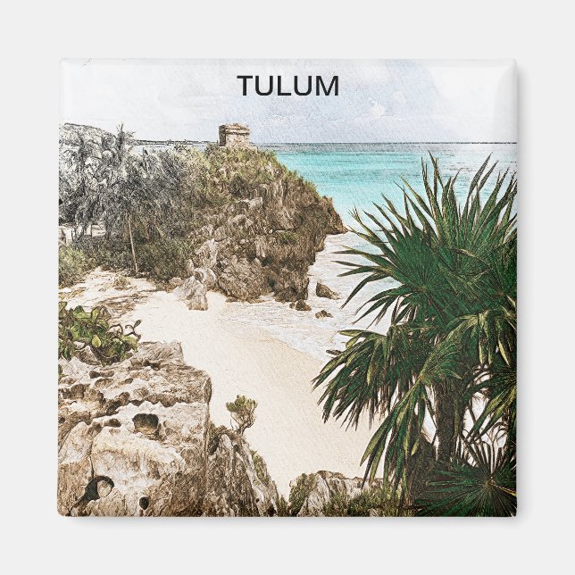 Tulum Mexico Tropical Scenery Souvenir Magnet (Front)
