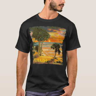 Tulum Mexico Vintage Look Palm Tree Sunset Tropica T-Shirt