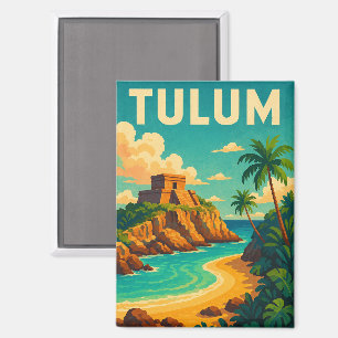 Tulum Mexico Vintage Travel Art Magnet
