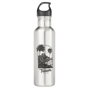 Tulum Mexico Vintage Travel Destination Mayan Ruin 710 Ml Water Bottle