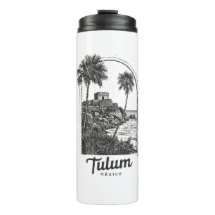 Tulum Mexico Vintage Travel Destination Mayan Ruin Thermal Tumbler