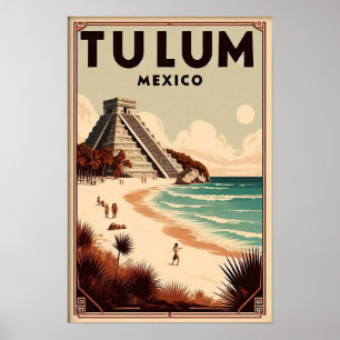 Tulum Mexico Vintage Travel Poster