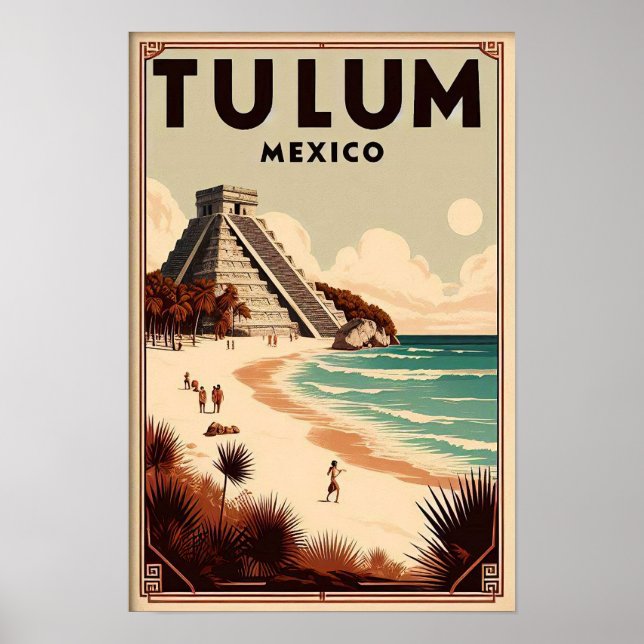Tulum Mexico Vintage Travel Poster (Front)