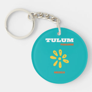 Tulum, Paradise, Mexico, Travel Art, Retro Art, Tu Key Ring
