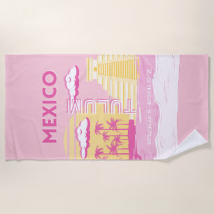 Tulum, Travel Art, Preppy Art, Pink Beach Towel
