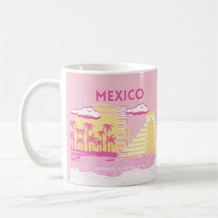 Tulum, Travel Art, Preppy Art, Pink Coffee Mug