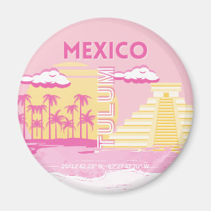 Tulum, Travel Art, Preppy Art, Pink Magnet