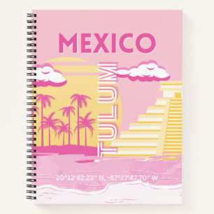 Tulum, Travel Art, Preppy Art, Pink Notebook