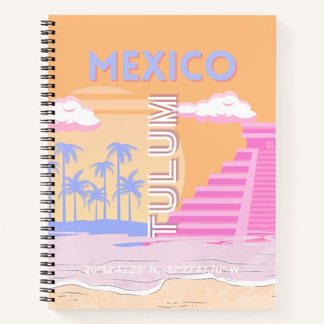 Tulum, Travel Art, Preppy Notebook (Front)