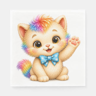 Tumble the Kitten Rainbow Party Napkins