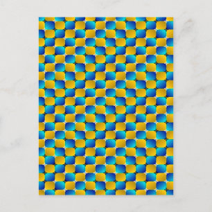 Tumbler #3 Optical Illusion Warping Blue/Yellow Postcard