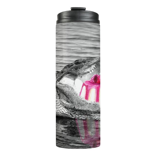 Tumbler Black & White Alligator & Cheesecake (Front)