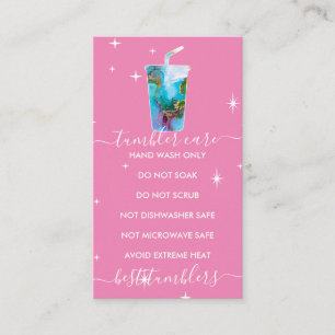 Tumbler care logo ombre marbel texture pink business card