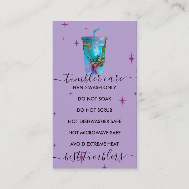 Tumbler care purple business card (Front)