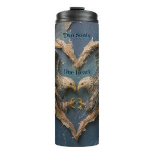 Tumbler Paper Cut Eagle Two Souls One Heart