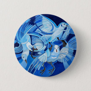 Tumbler Pigeons in Cerulean Blue 6 Cm Round Badge
