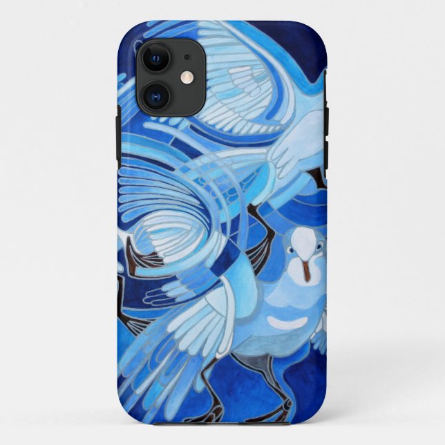 Tumbler Pigeons in Cerulean Blue Case-Mate iPhone Case (Back)