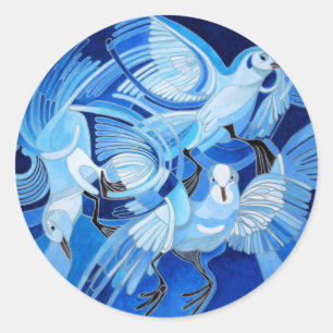 Tumbler Pigeons in Cerulean Blue Classic Round Sticker