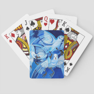 Tumbler Pigeons in Cerulean Blue Playing Cards