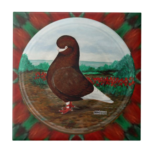 Tumbler Red Beard Pigeon Ceramic Tile (Front)