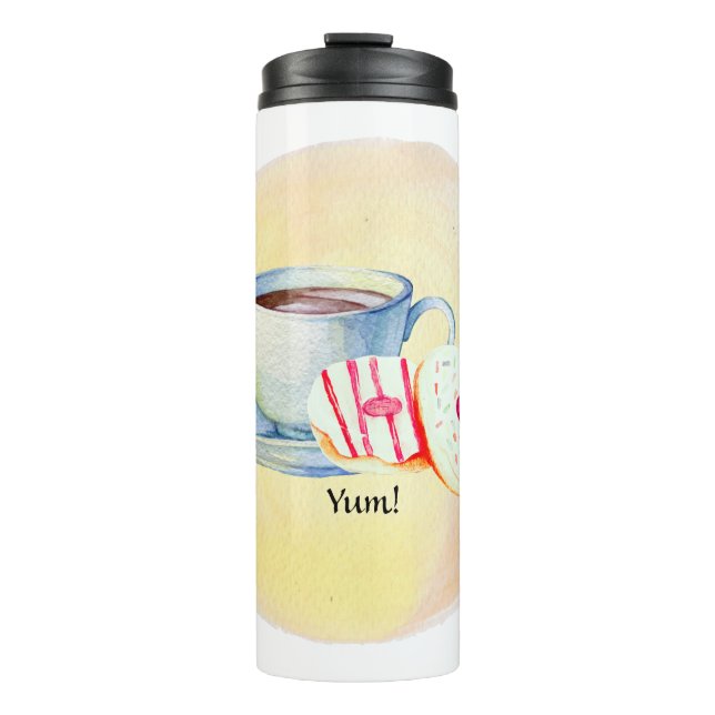 Tumbler with Coffee & Doughnuts Design (Front)