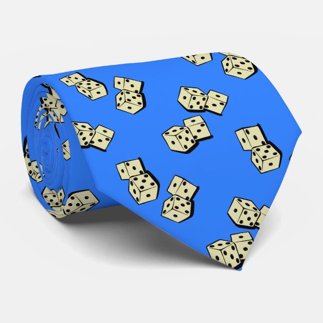 Tumbling Dice Gambling French Blue Two-sided Tie (Rolled)
